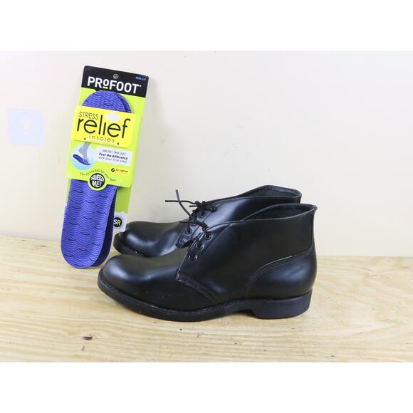 Vintage Gensco Boots 12W Black Leather Chukka Military December 1971 New Insoles main image 10
